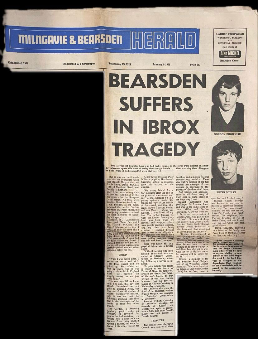 The Bearsden Boys – victims of the Ibrox Disaster